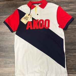 AKOO Empire Men's Red and White Polo Shirt